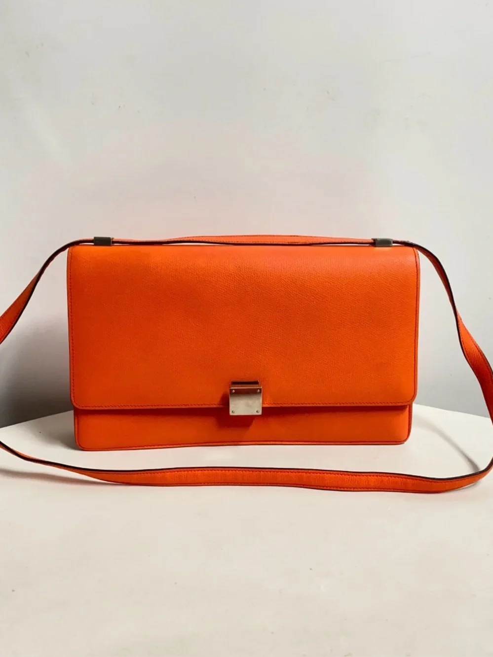 Celine Orange Leather Crossbody Bag with Silver Clasp - Picture 1 of 1